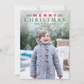 メリークリスマスエレガント赤と緑の写真 シーズンカード (正面)