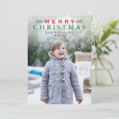 メリークリスマスエレガント赤と緑の写真 シーズンカード (スタンド正面)