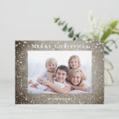 メリークリスマスエレガント金ゴールドグリッター赤写真 シーズンカード (スタンド正面)