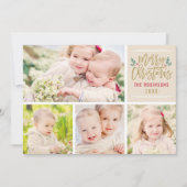 メリークリスマスエレガント金ゴールドスクリプトフォトコラージュ シーズンカード (正面)