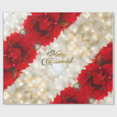 メリークリスマスエレガント金ゴールドスクリプトポインセチア ラッピングペーパー (フラット)