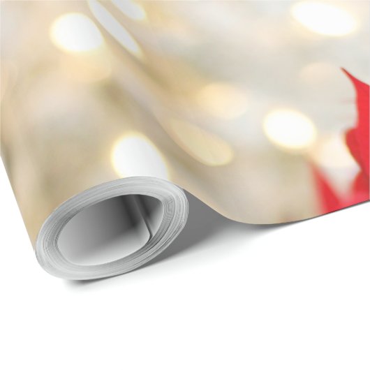 メリークリスマスエレガント金ゴールドスクリプトポインセチア ラッピングペーパー (ロールコーナー)