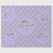 メリークリスマスエレガント金ゴールドスクリプト薄紫紫 ラッピングペーパー (フラット)