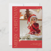 メリークリスマスエレガント金ゴールドタイポグラフィ赤 シーズンカード (正面)