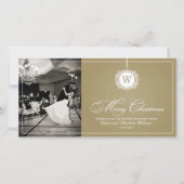 メリークリスマスエレガント金ゴールドモノグラム写真 シーズンカード (正面)