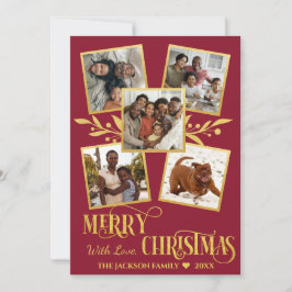 メリークリスマスエレガント金ゴールド写真コラージュ   シーズンカード
