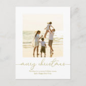 メリークリスマスエレガント金ゴールド書道二枚写真 シーズンポストカード (正面)