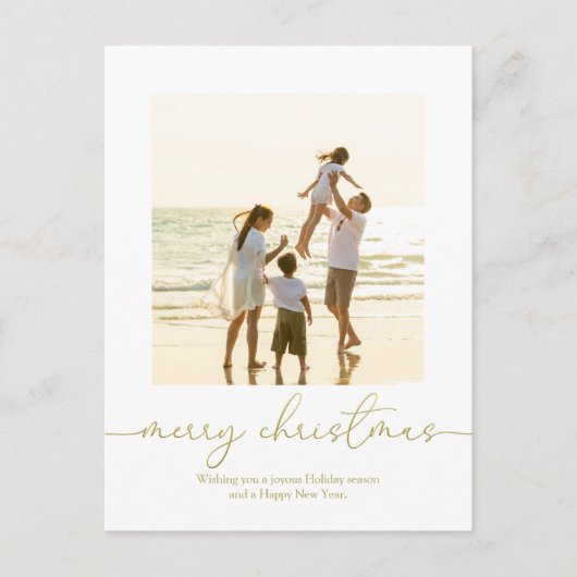 メリークリスマスエレガント金ゴールド書道二枚写真 シーズンポストカード