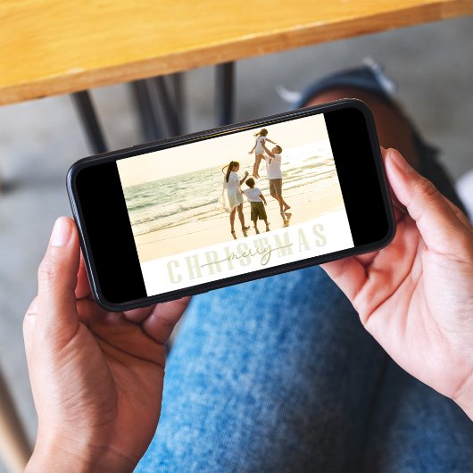 メリークリスマスエレガント金ゴールド書道2枚写真 シーズンカード