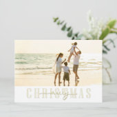 メリークリスマスエレガント金ゴールド書道3枚写真 シーズンカード (スタンド正面)