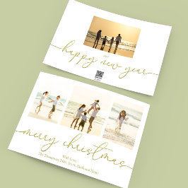 メリークリスマスエレガント金ゴールド書道4枚写真 シーズンカード