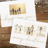 メリークリスマスエレガント金ゴールド書道4枚写真 シーズンカード