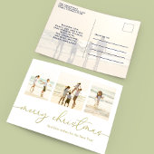 メリークリスマスエレガント金ゴールド書道4枚写真 シーズンポストカード