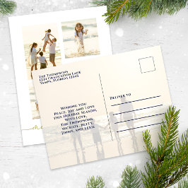 メリークリスマスエレガント金ゴールド書道5枚写真 シーズンポストカード