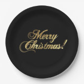メリークリスマスエレガント金フェイク箔タイポグラフィ ペーパープレート (正面)