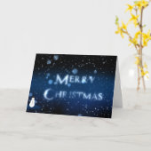 メリークリスマスエレガント雪だるま カード (黄色い花)