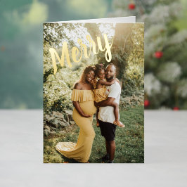 メリークリスマスエレガント6写真折り畳み 箔シーズンカード