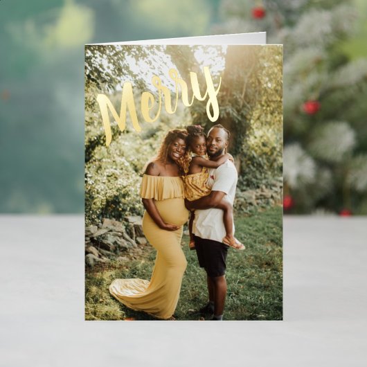 メリークリスマスエレガント6写真折り畳み 箔シーズンカード