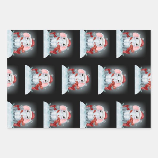 メリークリスマスエレファントラッピング紙シート ラッピングペーパーシート (正面2)