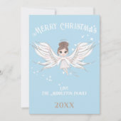 メリークリスマスエンジェルダークヘアブルー シーズンカード (正面)