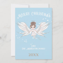メリークリスマスエンジェルダークヘアブルー シーズンカード