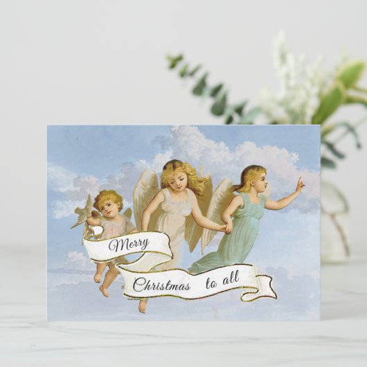 メリークリスマスエンジェルドーブバナーヴィンテージ シーズンカード (スタンド正面)