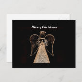 メリークリスマスエンジェルブラック/金ゴールド シーズンポストカード (正面/裏面)