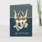 メリークリスマスエンジェルブルーティール(緑がかった色)ホリデー シーズンカード (正面)