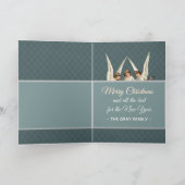 メリークリスマスエンジェルブルーティール（緑がかった色）ホリデー シーズンカード (内部)