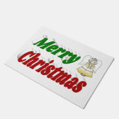 メリークリスマスエンジェルレッドグリーンタイポグラフィ ドアマット (アングル)