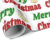 メリークリスマスエンジェルレッドグリーンタイポグラフィ ラッピングペーパー (ロールコーナー)