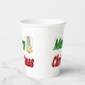 メリークリスマスエンジェルレッドグリーンタイポグラフィ 紙コップ (右)