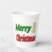 メリークリスマスエンジェルレッドグリーンタイポグラフィ 紙コップ (正面)