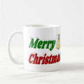 メリークリスマスエンジェルレッドグリーン半タイポグラフィ コーヒーマグカップ (左)