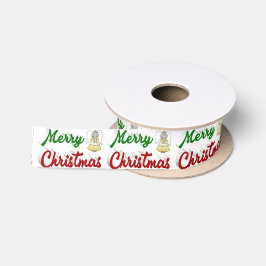 メリークリスマスエンジェル赤い緑のスクリプト サテンリボン