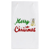メリークリスマスエンジェル赤い緑のスクリプト スモールペーパーバッグ (裏面)