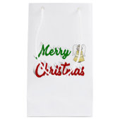 メリークリスマスエンジェル赤い緑のスクリプト スモールペーパーバッグ (正面)