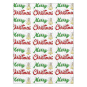 メリークリスマスエンジェル赤い緑のスクリプト テーブルクロス (正面)