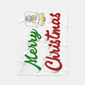 メリークリスマスエンジェル赤い緑のスクリプト フリースブランケット (正面)
