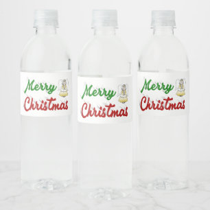 メリークリスマスエンジェル赤い緑のスクリプト ペットボトルラベル
