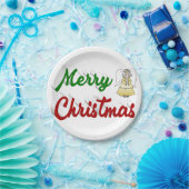 メリークリスマスエンジェル赤い緑のスクリプト ペーパープレート (パーティー)