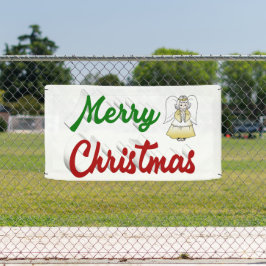 メリークリスマスエンジェル赤い緑のスクリプト 横断幕