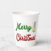 メリークリスマスエンジェル赤い緑のスクリプト 紙コップ (裏面)