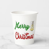 メリークリスマスエンジェル赤い緑のスクリプト 紙コップ (正面)