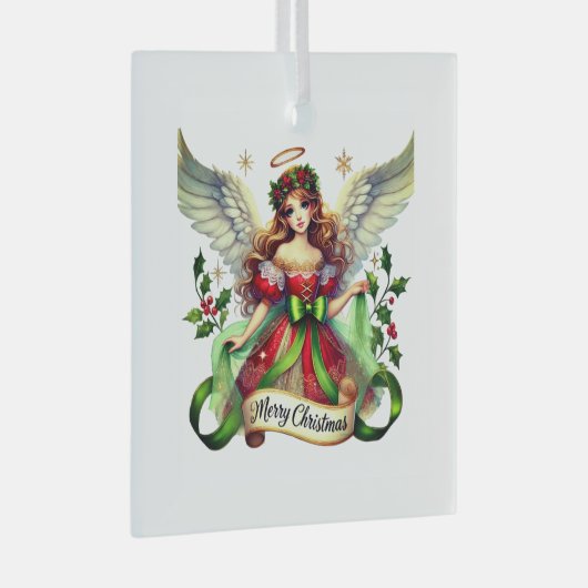 メリークリスマスエンジェル ガラスオーナメント (正面右)