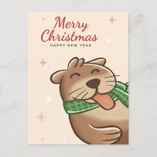 メリークリスマスオッターのはがき ポストカード (正面)
