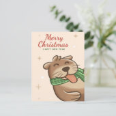 メリークリスマスオッターのはがき ポストカード (スタンド正面)