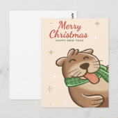 メリークリスマスオッターのはがき ポストカード (正面/裏面)