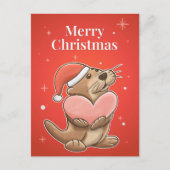 メリークリスマスオッターのはがき ポストカード (正面)