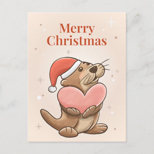 メリークリスマスオッターのはがき ポストカード (正面)
